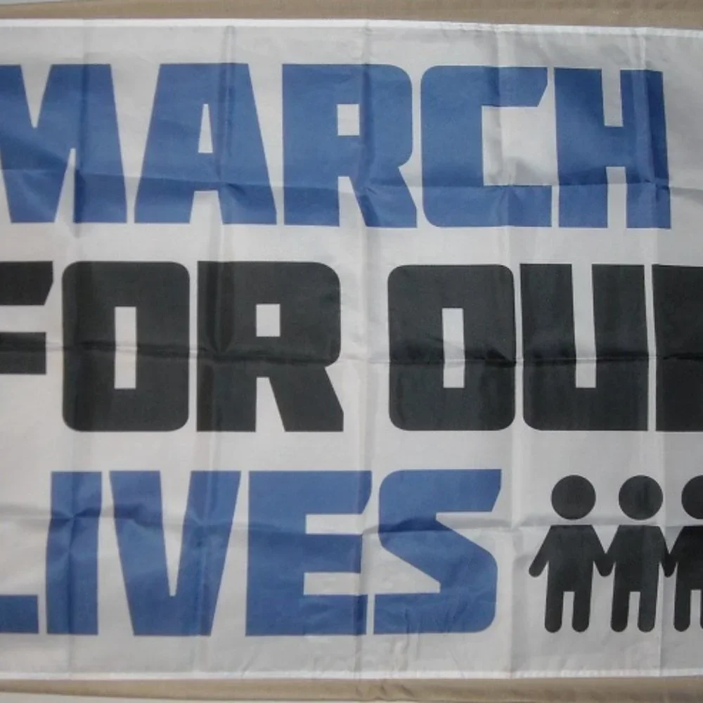 March For Our Lives 3'x5' white Flag Banner Trump Clinton Democrats Gun Control